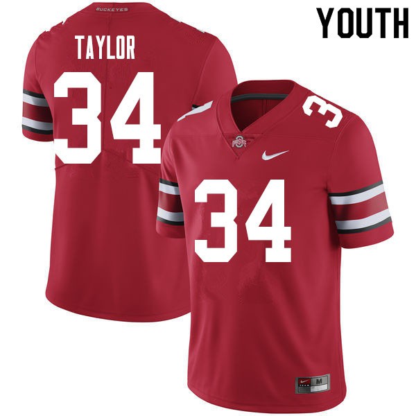 Ohio State Buckeyes #34 Alec Taylor Youth Stitch Jersey Red